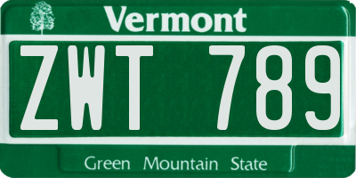 VT license plate ZWT789