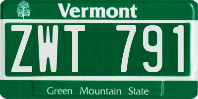 VT license plate ZWT791