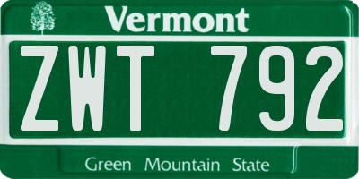 VT license plate ZWT792