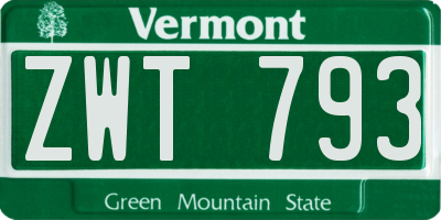 VT license plate ZWT793