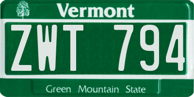 VT license plate ZWT794