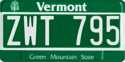 VT license plate ZWT795
