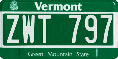 VT license plate ZWT797