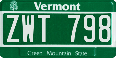 VT license plate ZWT798