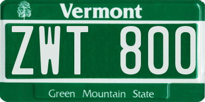 VT license plate ZWT800