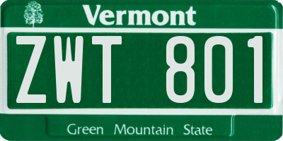 VT license plate ZWT801