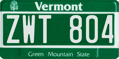 VT license plate ZWT804