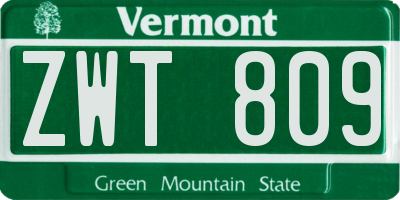 VT license plate ZWT809
