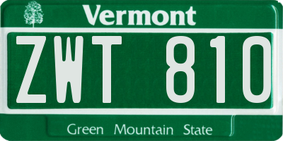 VT license plate ZWT810