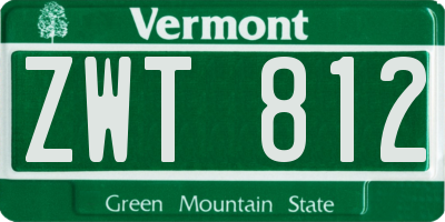 VT license plate ZWT812