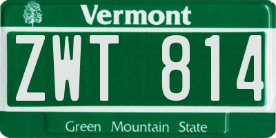VT license plate ZWT814