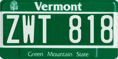 VT license plate ZWT818