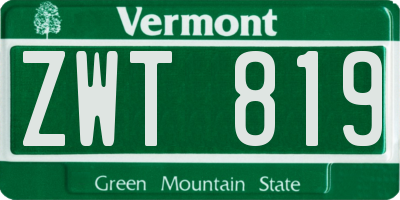 VT license plate ZWT819