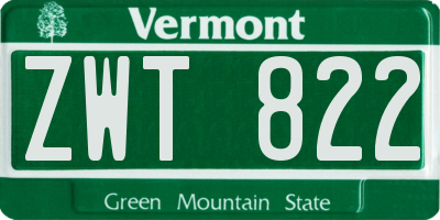 VT license plate ZWT822