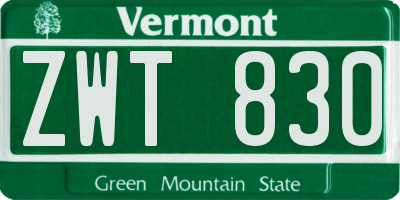 VT license plate ZWT830