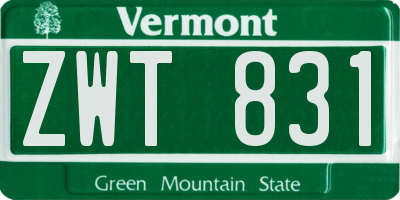 VT license plate ZWT831