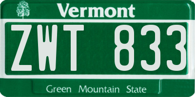 VT license plate ZWT833
