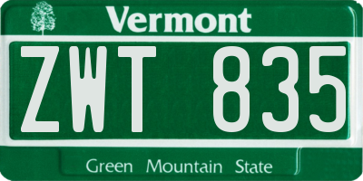 VT license plate ZWT835