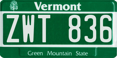 VT license plate ZWT836