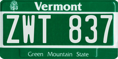 VT license plate ZWT837