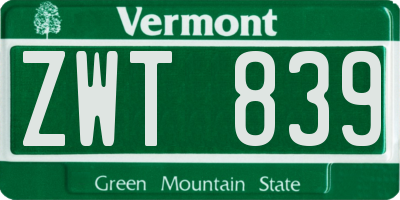 VT license plate ZWT839