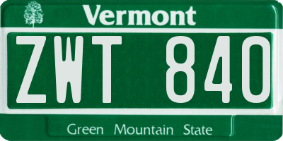 VT license plate ZWT840