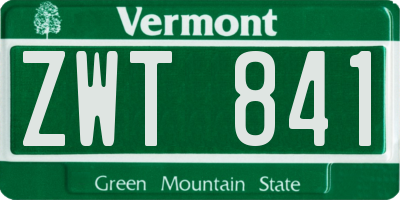 VT license plate ZWT841