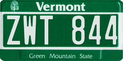VT license plate ZWT844