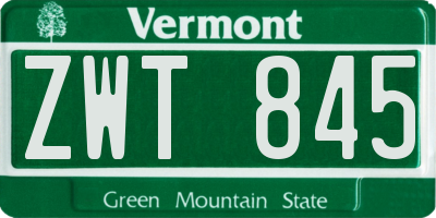 VT license plate ZWT845