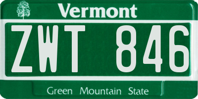 VT license plate ZWT846