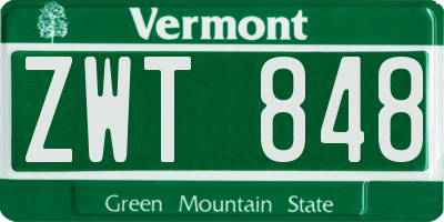 VT license plate ZWT848