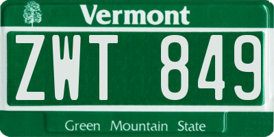 VT license plate ZWT849
