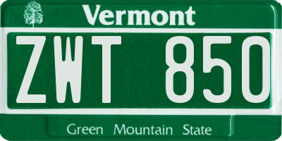 VT license plate ZWT850