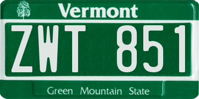 VT license plate ZWT851