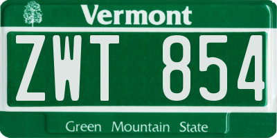 VT license plate ZWT854