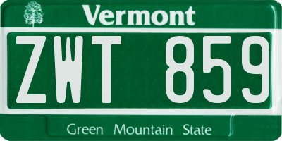 VT license plate ZWT859