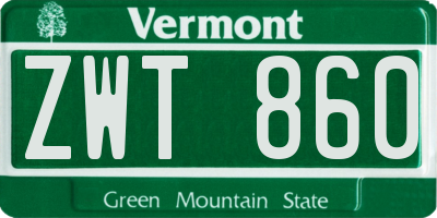 VT license plate ZWT860
