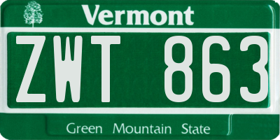 VT license plate ZWT863