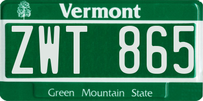 VT license plate ZWT865