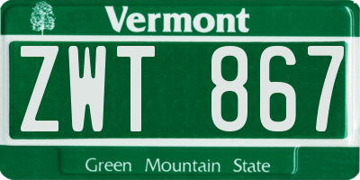 VT license plate ZWT867