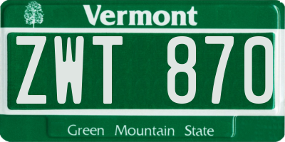 VT license plate ZWT870