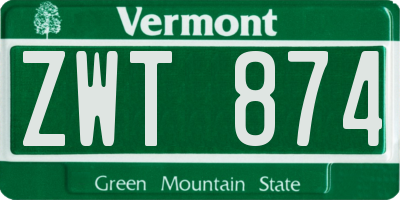 VT license plate ZWT874