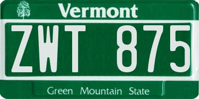 VT license plate ZWT875