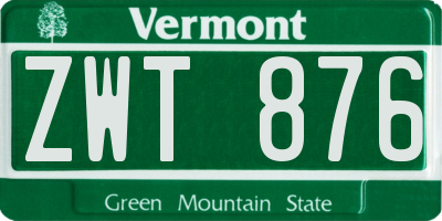 VT license plate ZWT876
