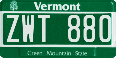 VT license plate ZWT880