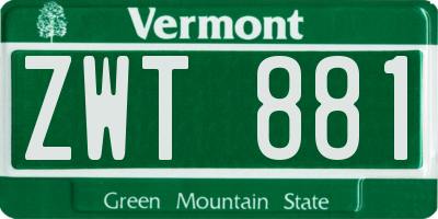 VT license plate ZWT881
