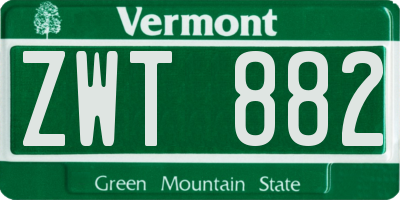 VT license plate ZWT882