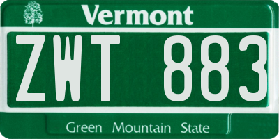 VT license plate ZWT883