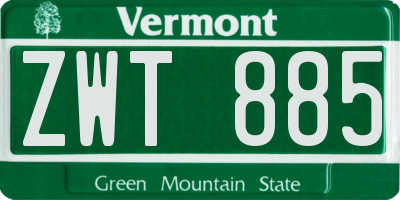 VT license plate ZWT885