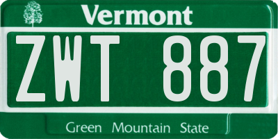 VT license plate ZWT887
